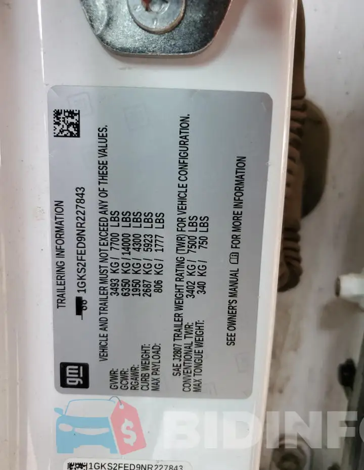 1GKS2FED9NR227843 Photo# 14