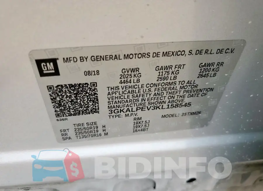 3GKALPEV3KL158545 Photo# 14