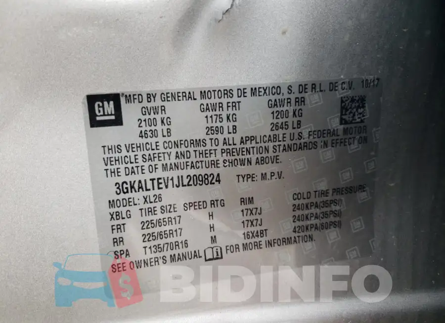 3GKALTEV1JL209824 Photo# 13