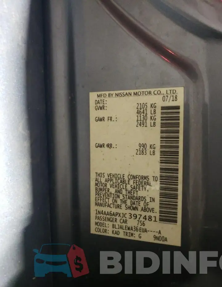 1N4AA6APXJC397481 Photo# 12 1N4AA6APXJC397481 Photo# 12