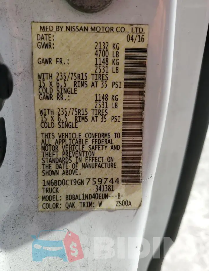 1N6BD0CT9GN759744 Photo# 12