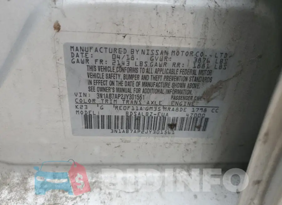 3N1AB7AP2JY301561 Photo# 12