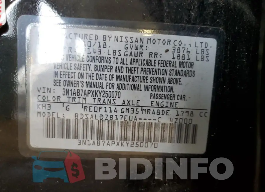 3N1AB7APXKY250070 Photo# 12