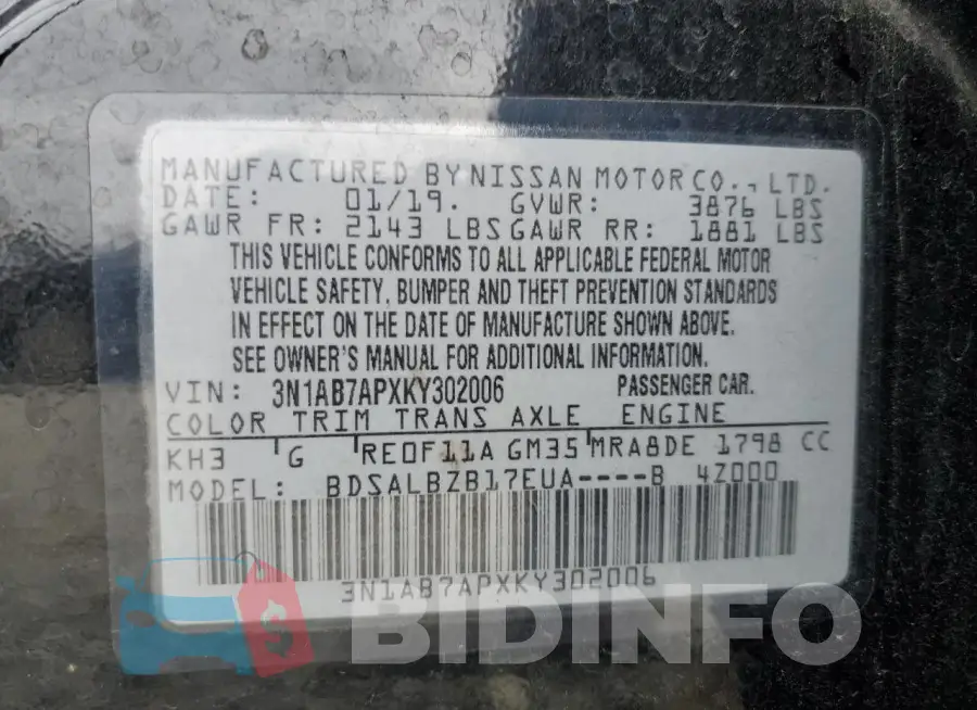 3N1AB7APXKY302006 Photo# 12
