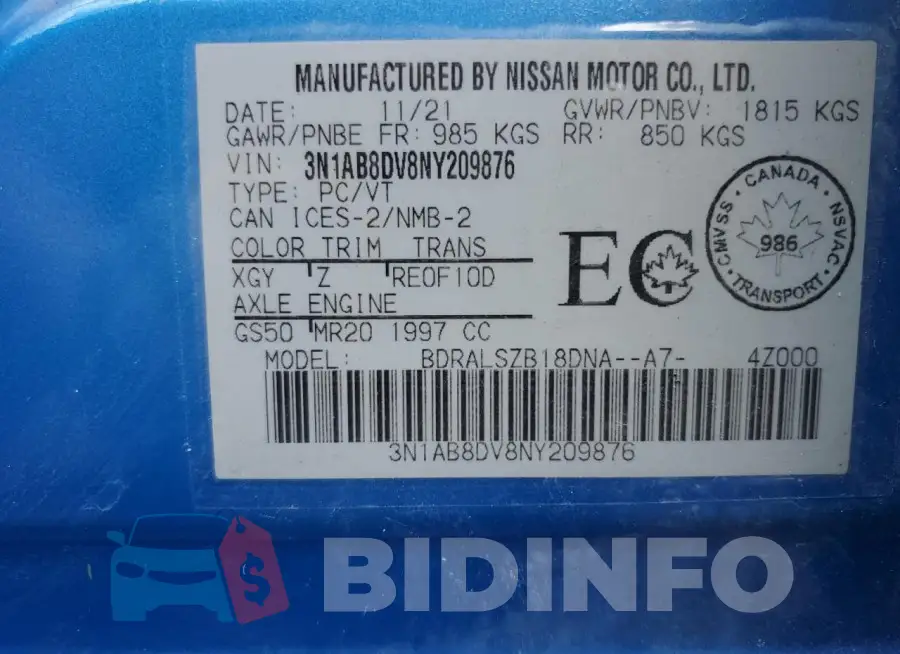 3N1AB8DV8NY209876 Photo# 13