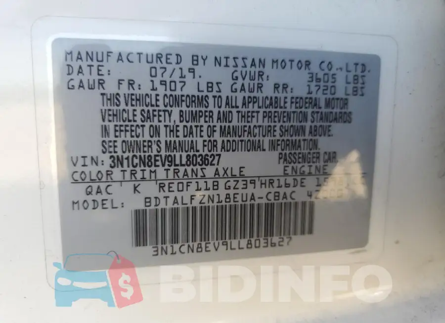 3N1CN8EV9LL803627 Photo# 12