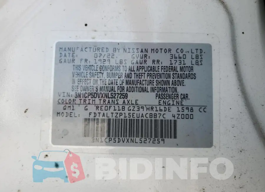 3N1CP5DVXNL527259 Photo# 14