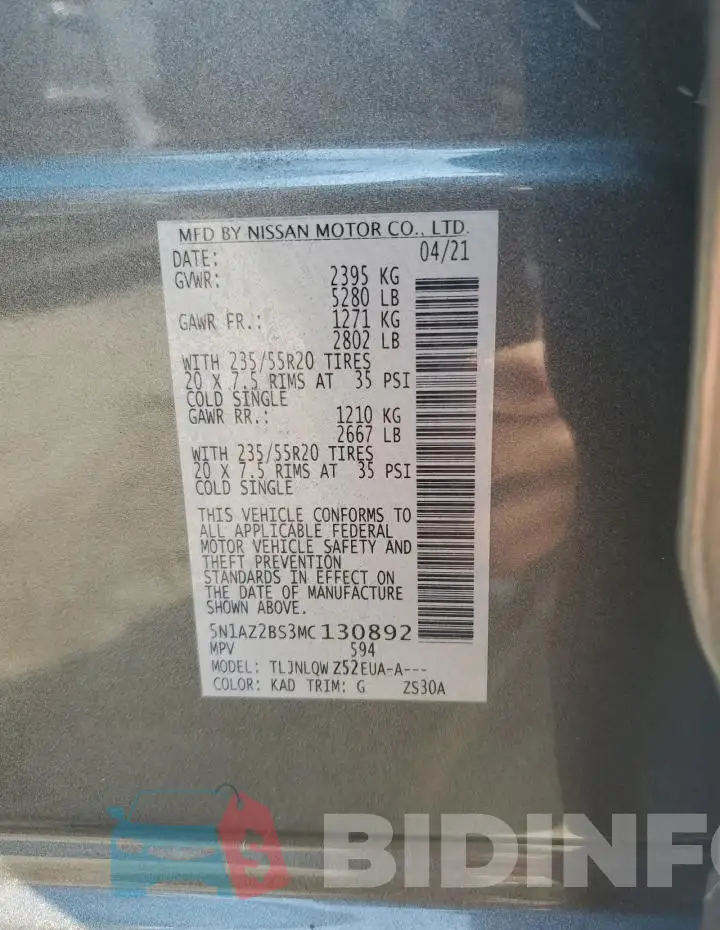 5N1AZ2BS3MC130892 Photo# 12