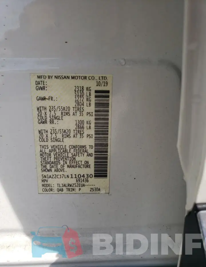 5N1AZ2CJ7LN110430 Photo# 12