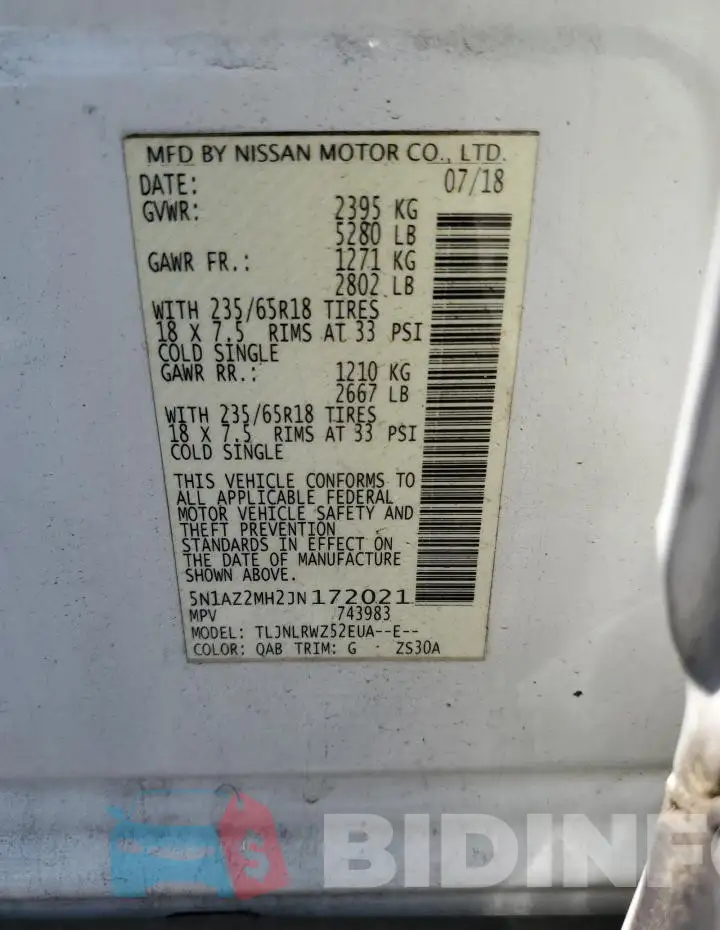 5N1AZ2MH2JN172021 Photo# 13