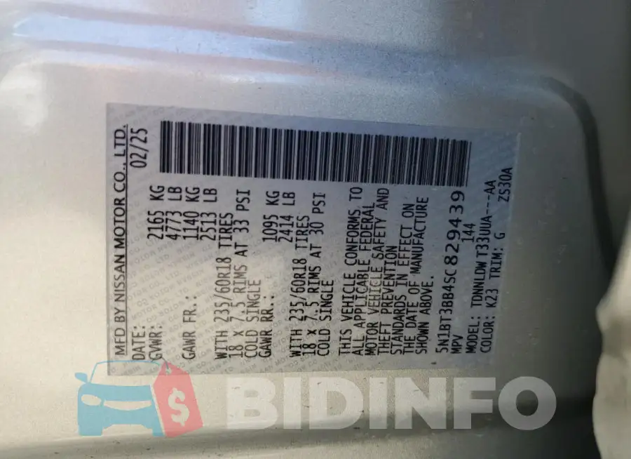 5N1BT3BB4SC829439 Photo# 13
