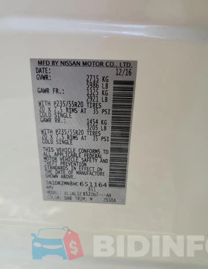 5N1DR2MN8HC651164 Photo# 13