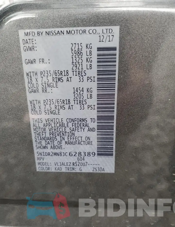 5N1DR2MN8JC628389 Photo# 13