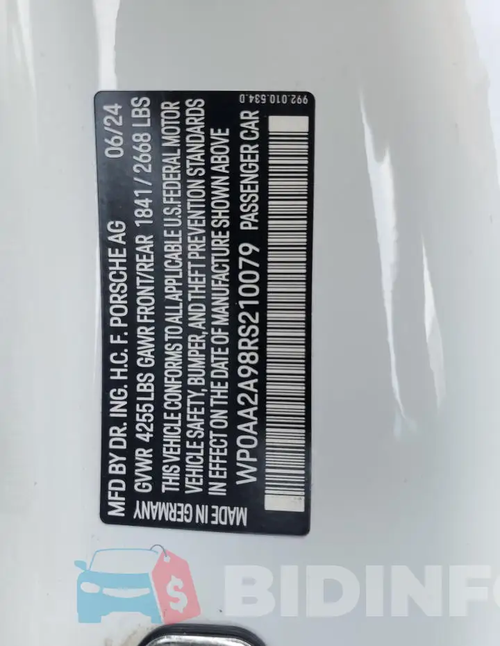 WP0AA2A98RS210079 Photo# 12