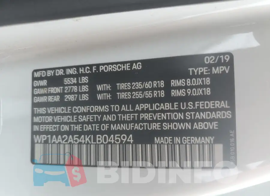 WP1AA2A54KLB04594 Photo# 13