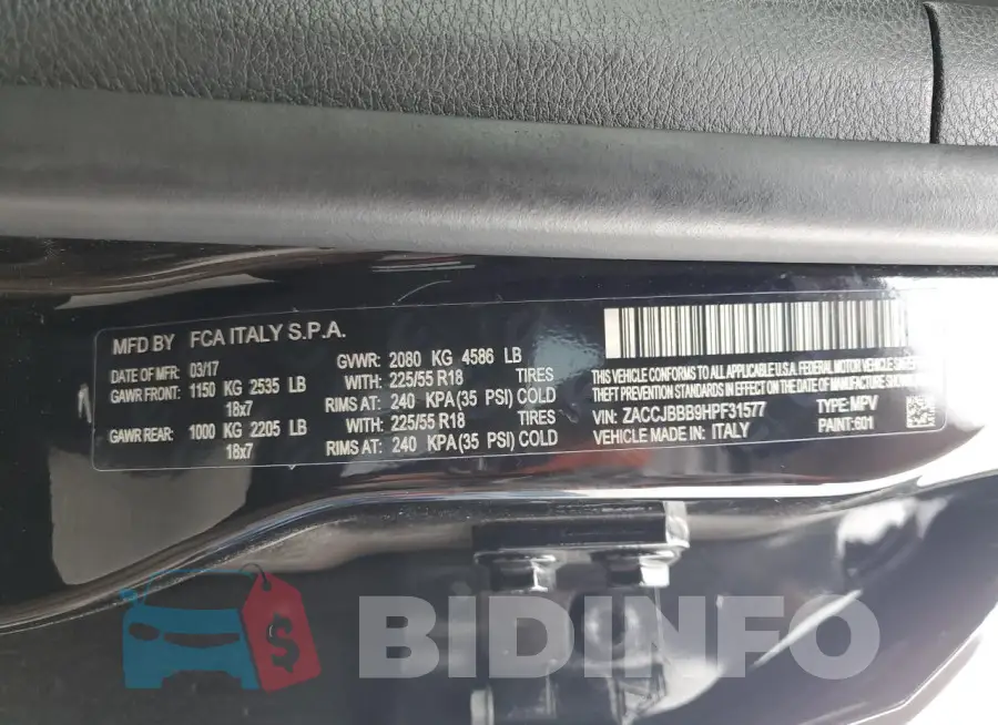 ZACCJBBB9HPF31577 Photo# 13