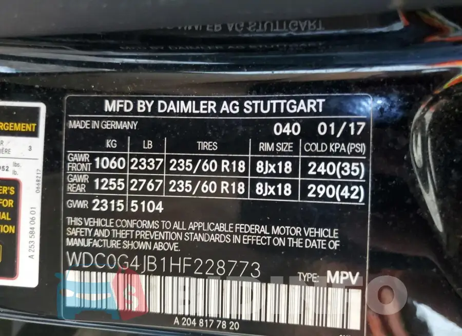 WDC0G4JB1HF228773 Photo# 12