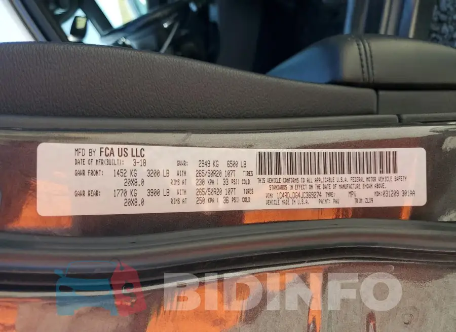 1C4RDJDG4JC369274 Photo# 14