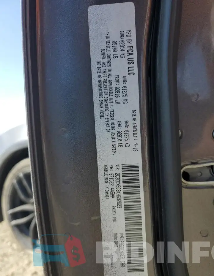 2C3CDXBG9KH692623 Photo# 12