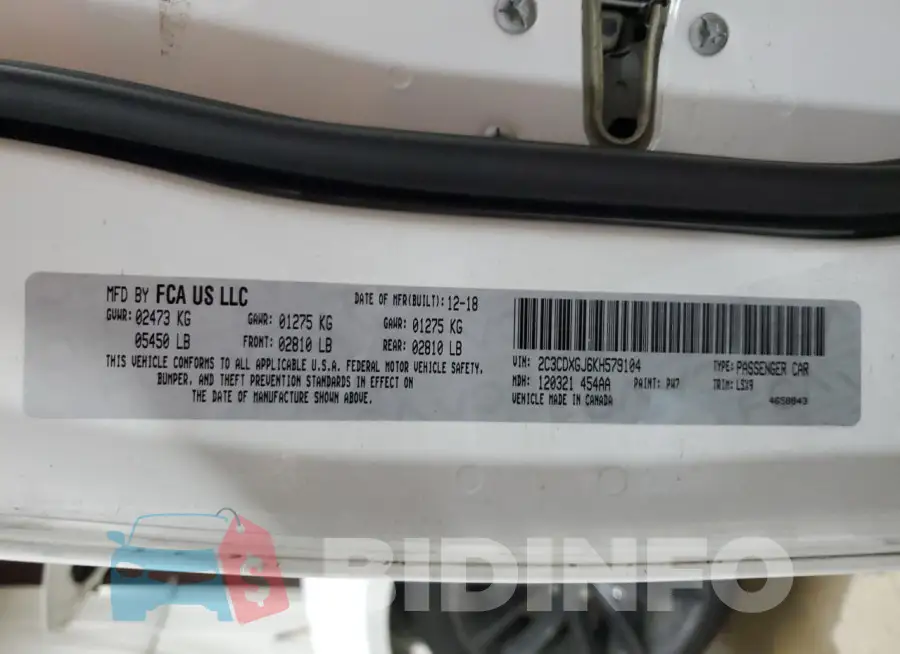 2C3CDXGJ6KH579104 Photo# 13