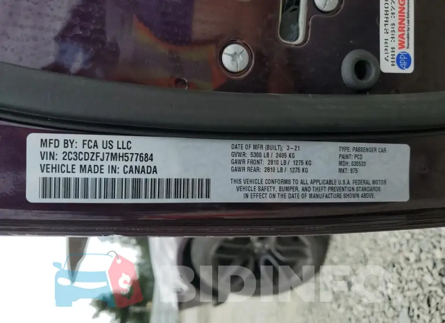 2C3CDZFJ7MH577684 Photo# 13