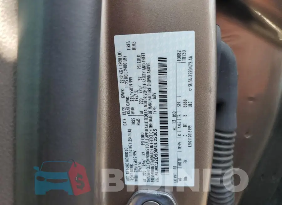 5LMCJ2D90MUL22305 Photo# 13
