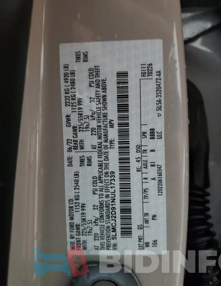 5LMCJ2D91NUL17339 Photo# 13