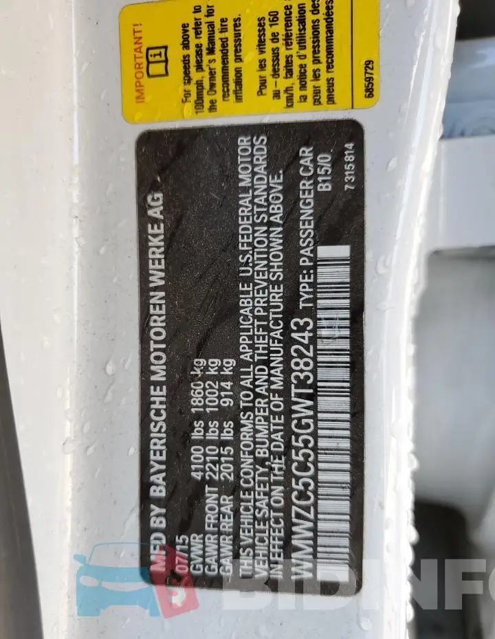 WMWZC5C55GWT38243 Photo# 12
