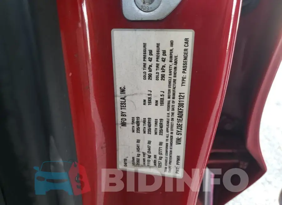 5YJ3E1EA0KF301121 Photo# 12