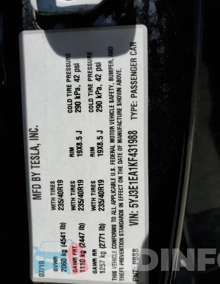 5YJ3E1EA1KF431988 Photo# 12