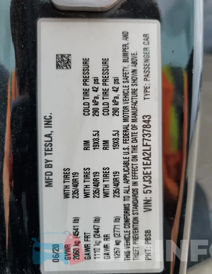 5YJ3E1EA2LF737843 Photo# 13