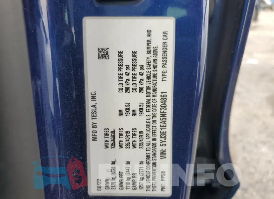 5YJ3E1EA5NF304861 Photo# 12