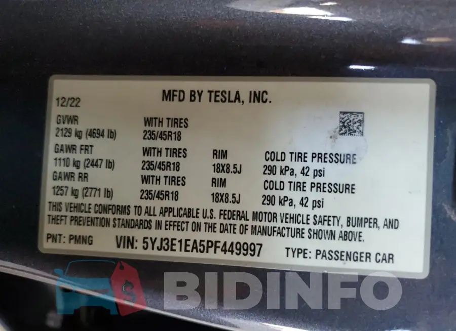 5YJ3E1EA5PF449997 Photo# 12