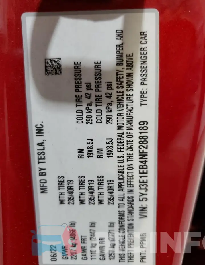 5YJ3E1EB4NF288189 Photo# 12