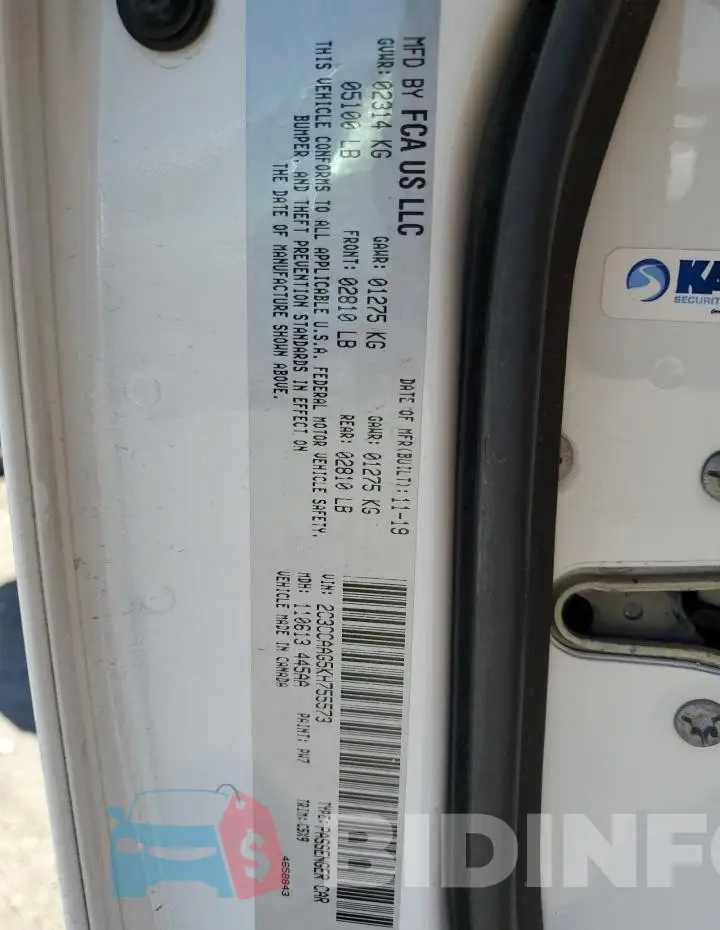 2C3CCAAG5KH755573 Photo# 12