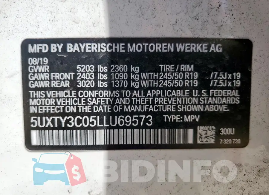 5UXTY3C05LLU69573 Photo# 14