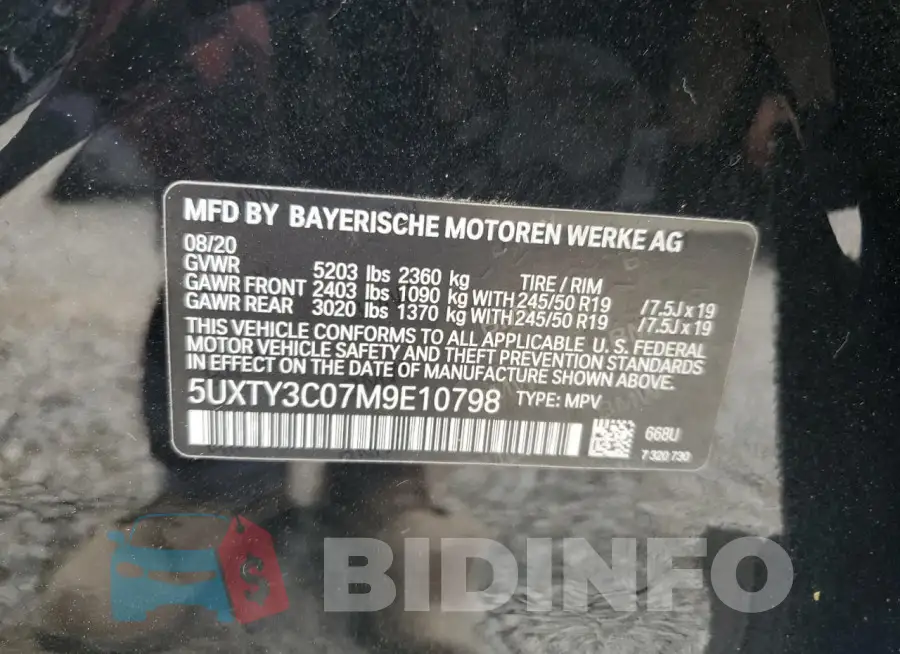 5UXTY3C07M9E10798 Photo# 13