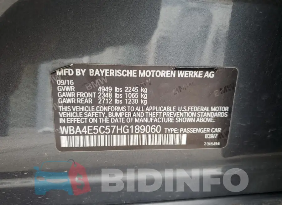 WBA4E5C57HG189060 Photo# 12
