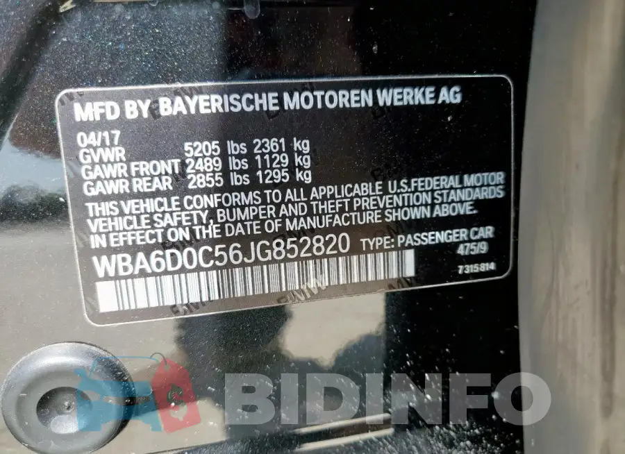 WBA6D0C56JG852820 Photo# 12