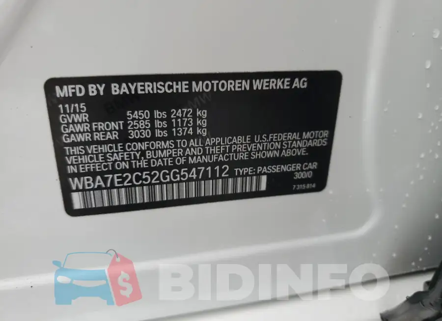 WBA7E2C52GG547112 Photo# 12