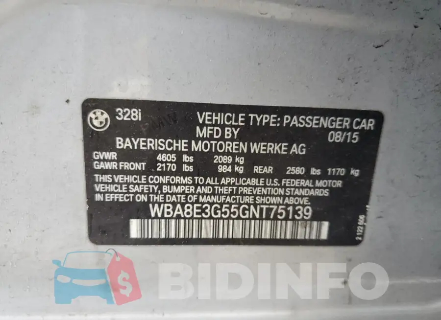 WBA8E3G55GNT75139 Photo# 12