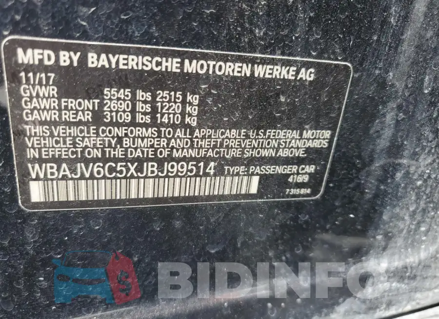 WBAJV6C5XJBJ99514 Photo# 12
