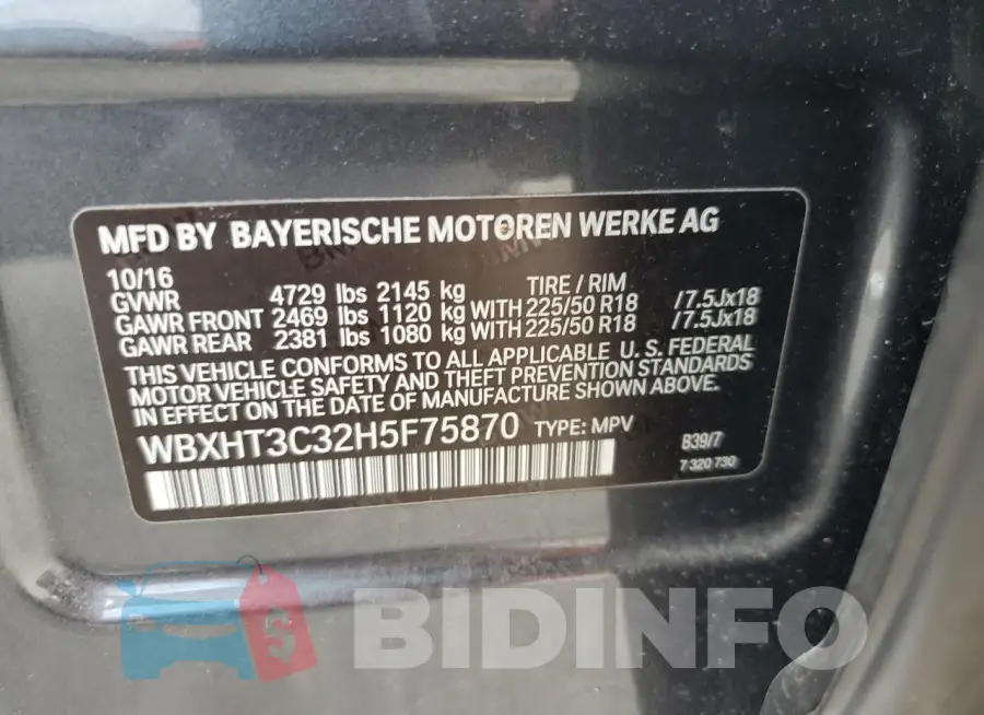 WBXHT3C32H5F75870 Photo# 13