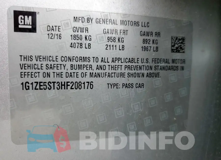 1G1ZE5ST3HF208176 Photo# 12