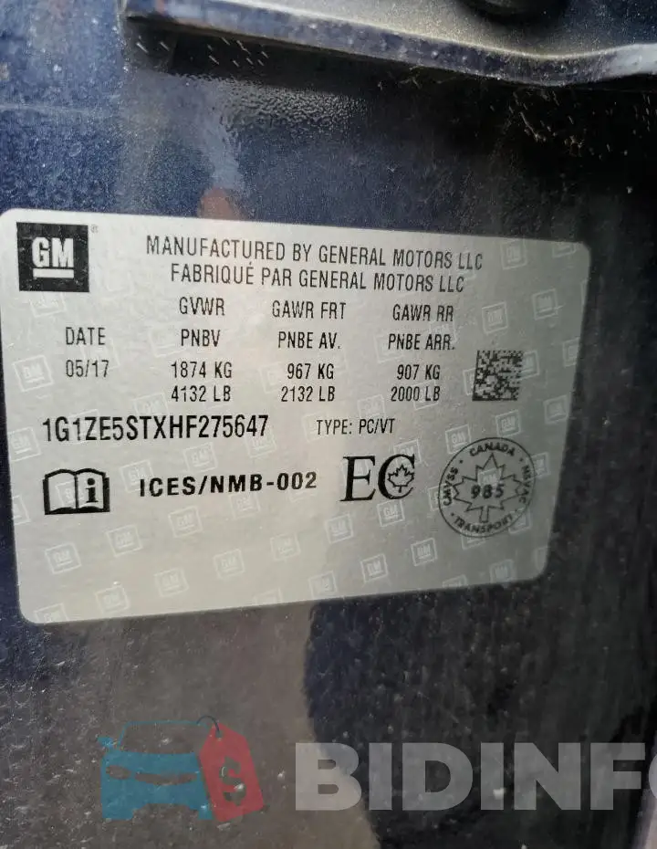 1G1ZE5STXHF275647 Photo# 12