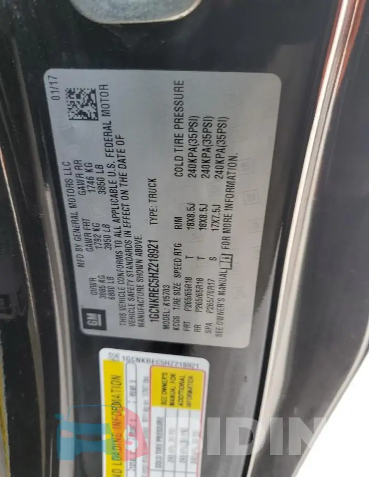 1GCNKREC5HZ218921 Photo# 12