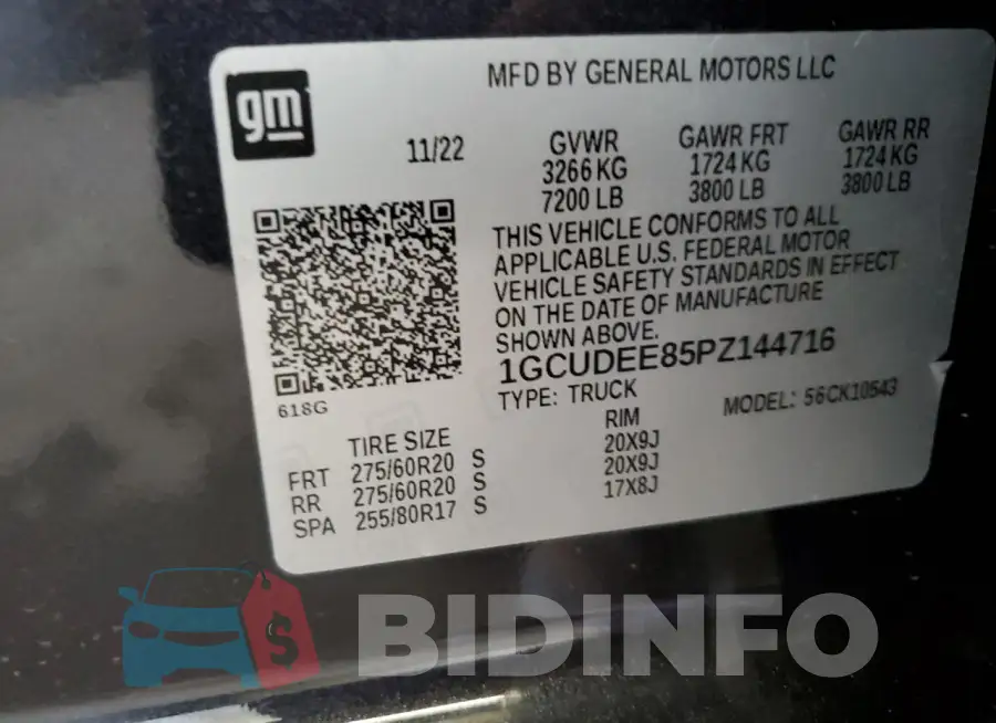 1GCUDEE85PZ144716 Photo# 12