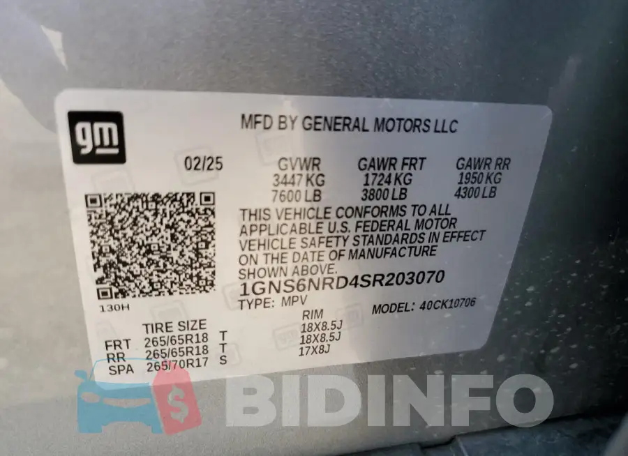 1GNS6NRD4SR203070 Photo# 13