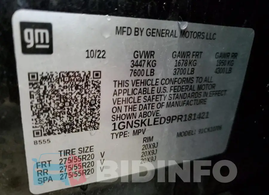 1GNSKLED9PR181421 Photo# 14