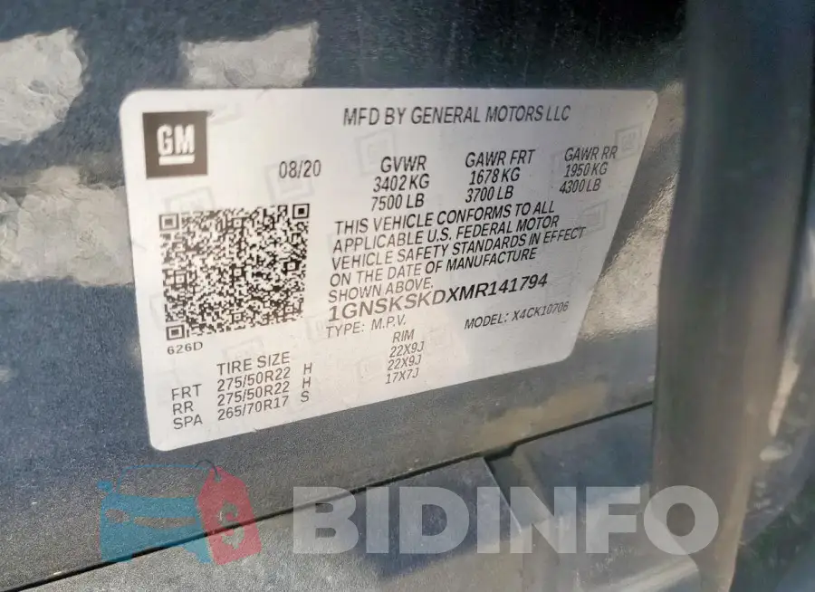 1GNSKSKDXMR141794 Photo# 13
